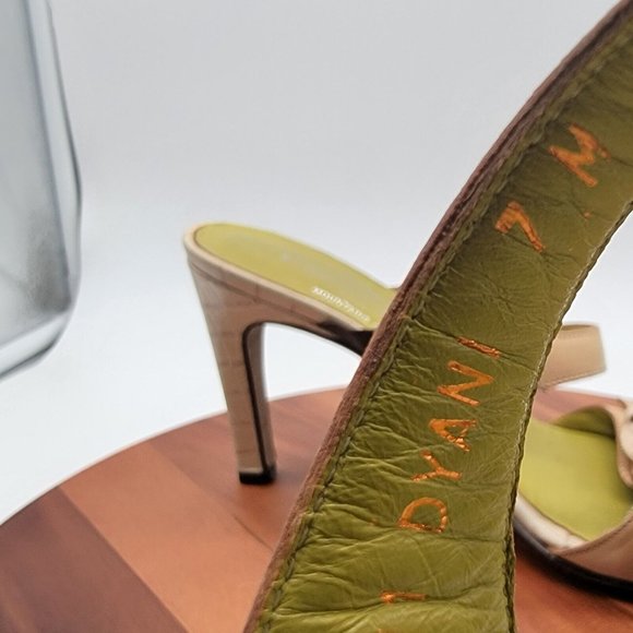 Y2K Couture Donald J Pilner Cream Python Leather Dyani Buckle SlipOn Sandal Heel - Picture 13 of 13